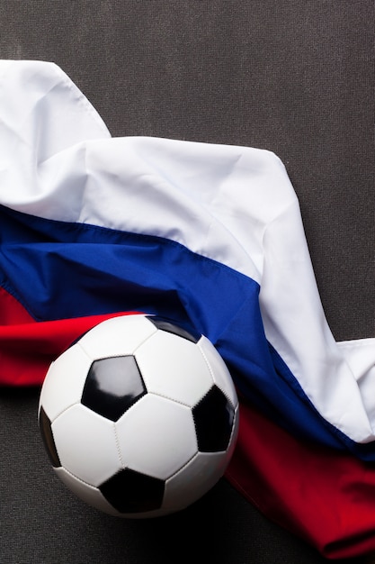 Flag of Russia with football ball