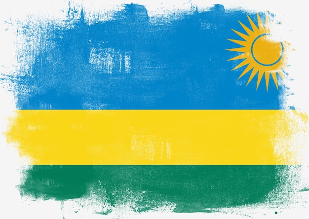 Flag of Rwanda painted with brush