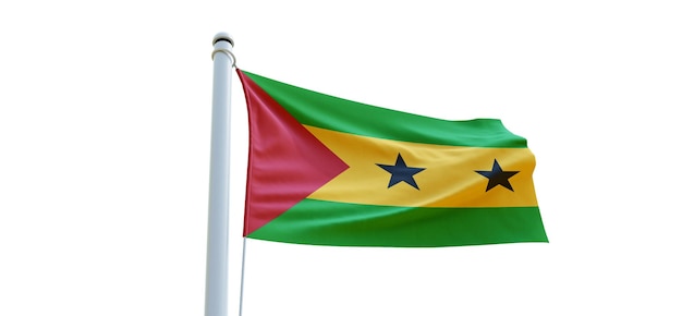 Flag of sao_tome_and_princip 3d Flag on a white background