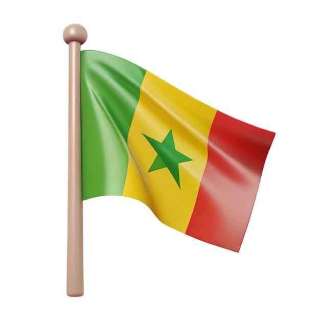 Photo flag of senegal 3d cartoon style illustration