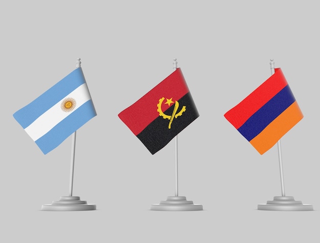 Flag set - Argentina, Angola, Armenia