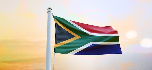 Flag of south_africa 3d flag waving banner and background