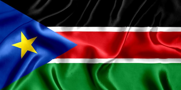 Flag of Southern Sudan silk close-up