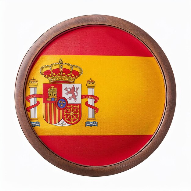 Photo flag of spain stayed isolated on white background