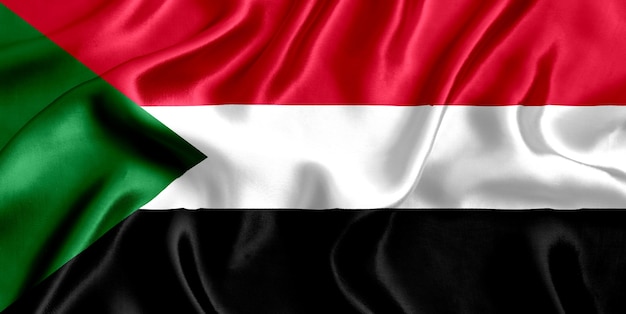 Flag of Sudan silk close-up