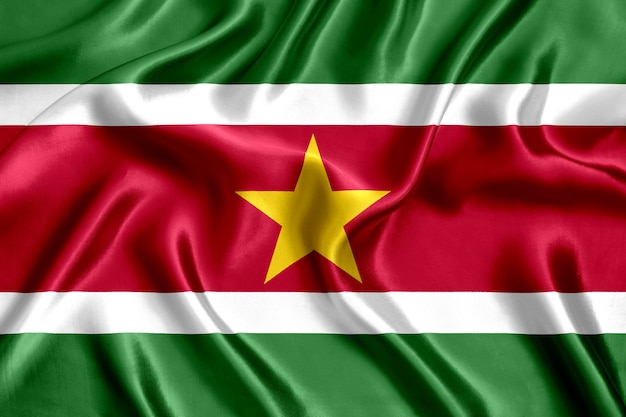 Flag of Suriname silk close-up