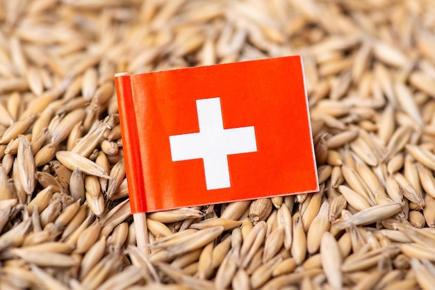 Flag of Switzerland on oat grain