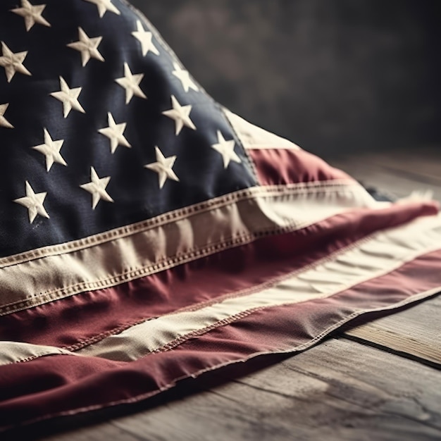 A flag on a table with the word freedom on it