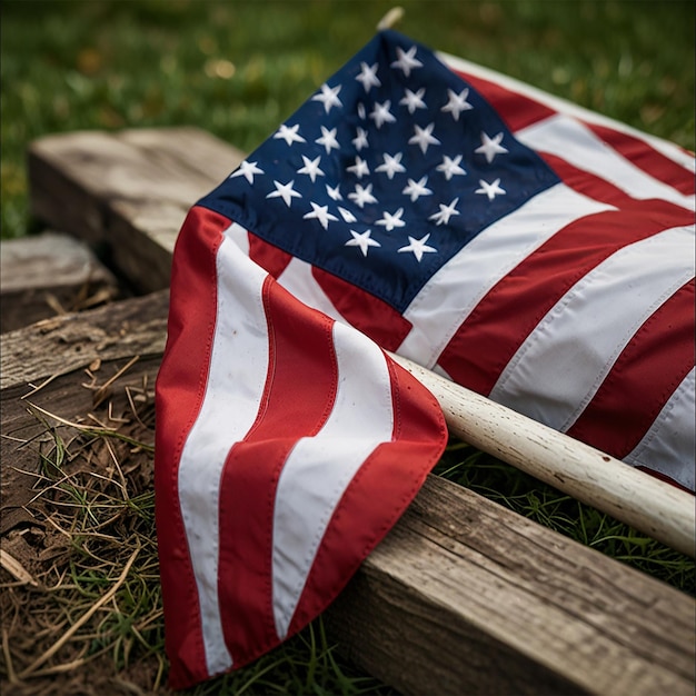 A flag that has the american flag on it