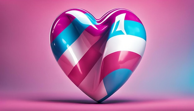 A flag of the trans pride is in a heart shape