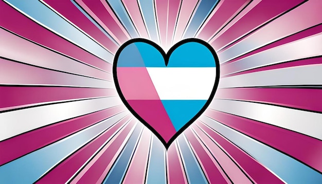 A flag of the trans pride is in a heart shape