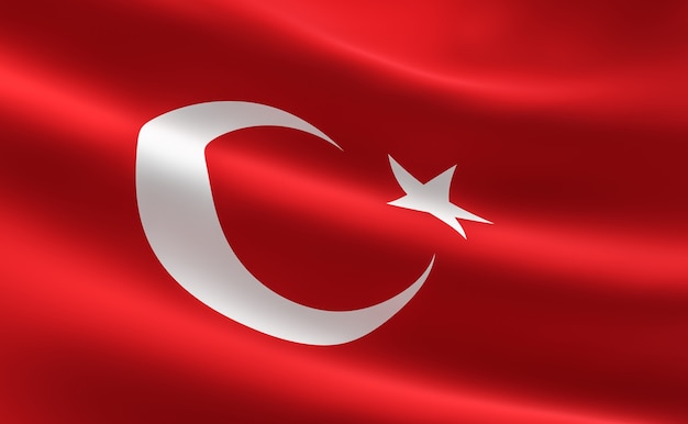 Photo flag of turkey. illustration of the turkish flag waving.