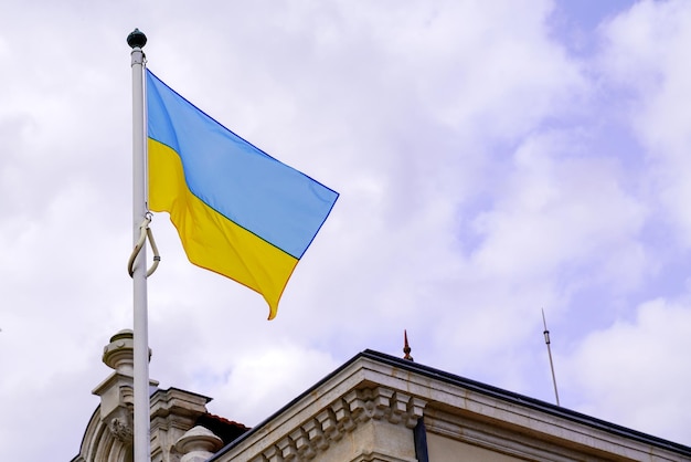 Flag ukraine waving colorful yellow blue ukrainian