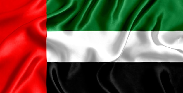 Flag United Arab Emirates silk close-up