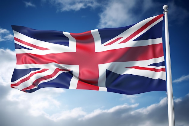 Flag of the United Kingdom waving in the wind Ai Generated