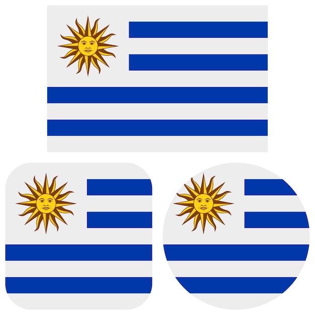 Flag of Uruguay Round square rectangular Ready isolated icons emblems badge