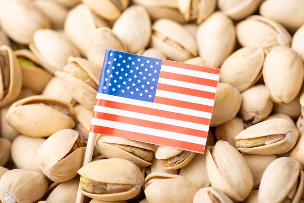 Flag of USA on pistachio nuts