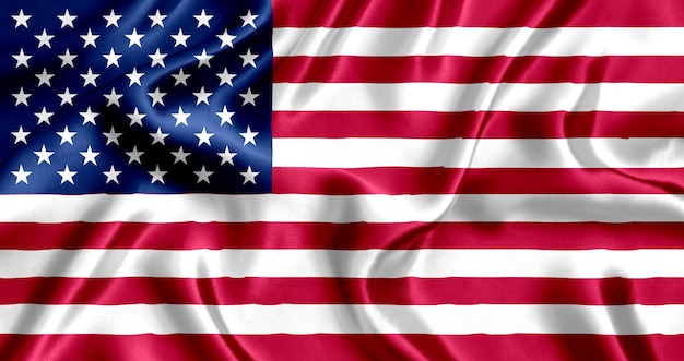 Flag of USA silk close-up