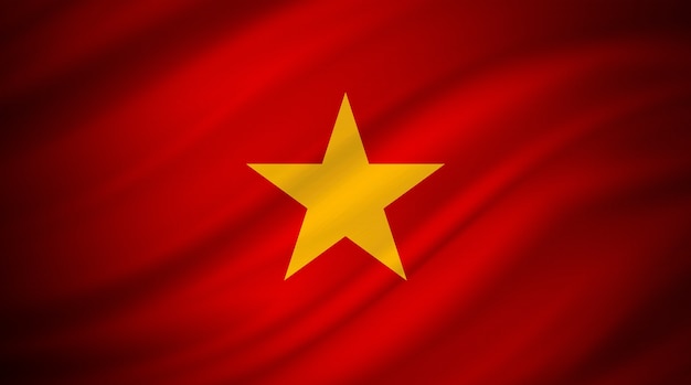 Flag of Vietnam on red canvas