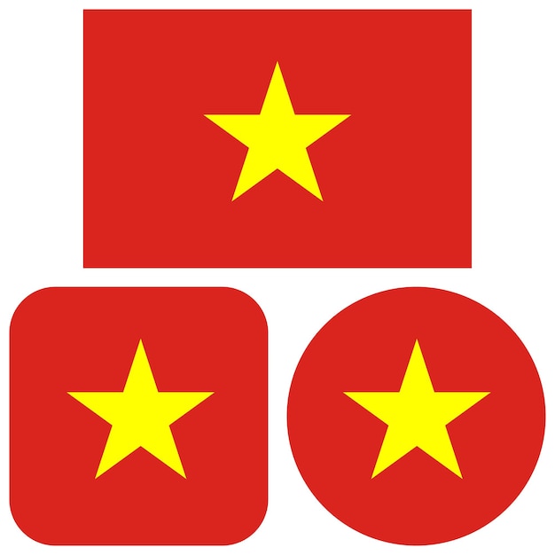 Flag of Vietnam Set with different shapes round square rectangular