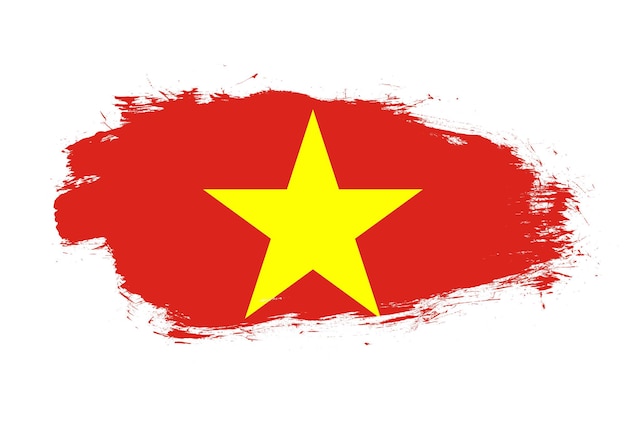 Flag of vietnam on white stroke brush background