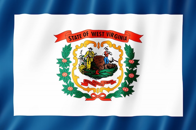 Photo flag of west virginia, usa. 3d illustration of the west virginia flag waving.