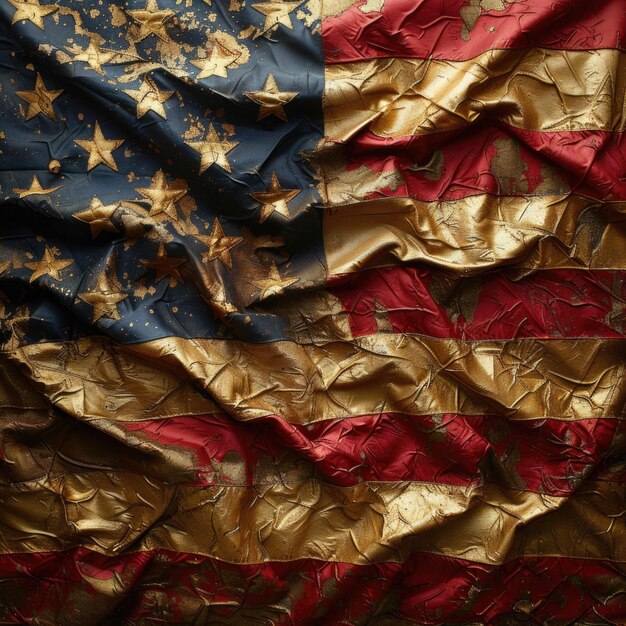 Photo a flag with gold stars and red stripes is shown