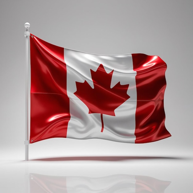 Photo a flag with a maple leaf on it is shown in the background