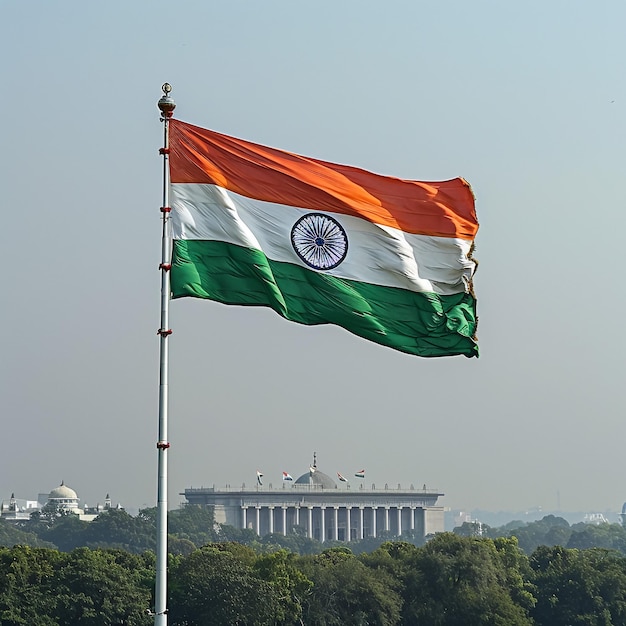 a flag with the national emblem on it