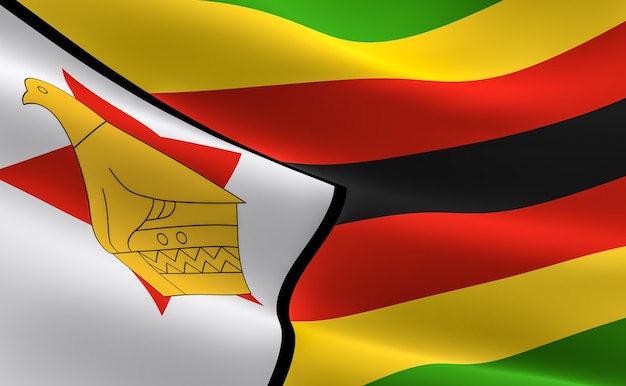 Photo flag of zimbabwe.illustration of the zimbabwe flag waving.