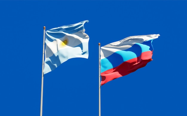 Flags of New Argentina and Argentina. 3D artwork