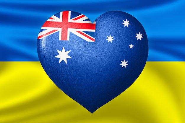 Flags of Ukraine and Australia Heart color of the flag on the background of the flag of Ukraine