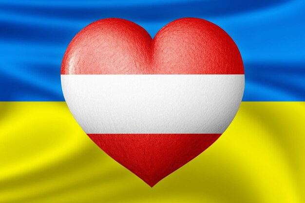 Flags of Ukraine and Austria Heart color of the flag on the background of the flag of Ukraine