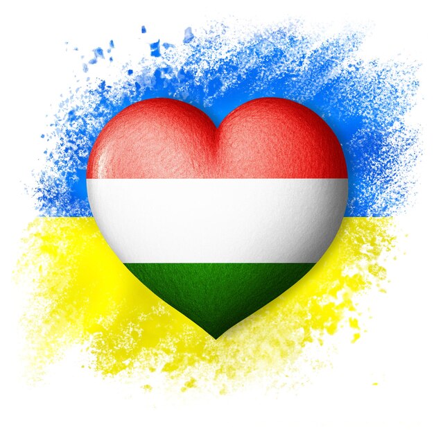 Flags of Ukraine and Hungary Heart color of the flag