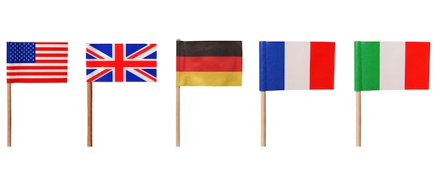 Flags of USA UK Germany France Italy