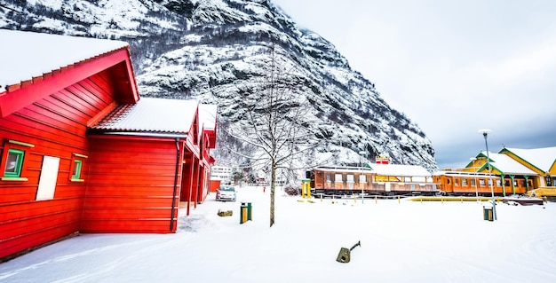 Flam railway in norway in winter