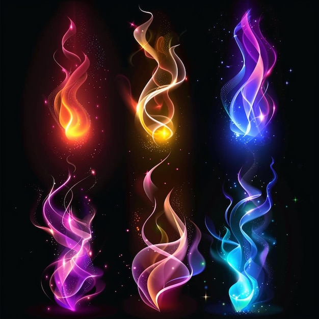 flame shaped colors against a black background