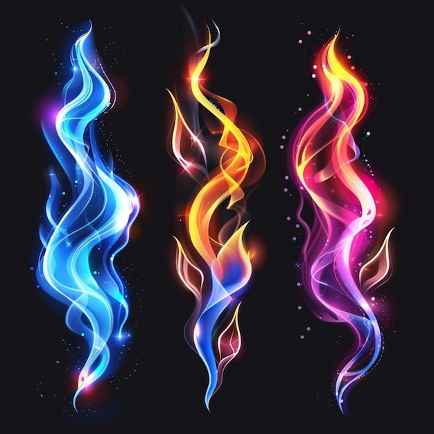 flame shaped colors against a black background