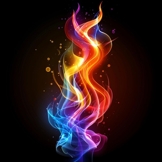 flame shaped colors against a black background