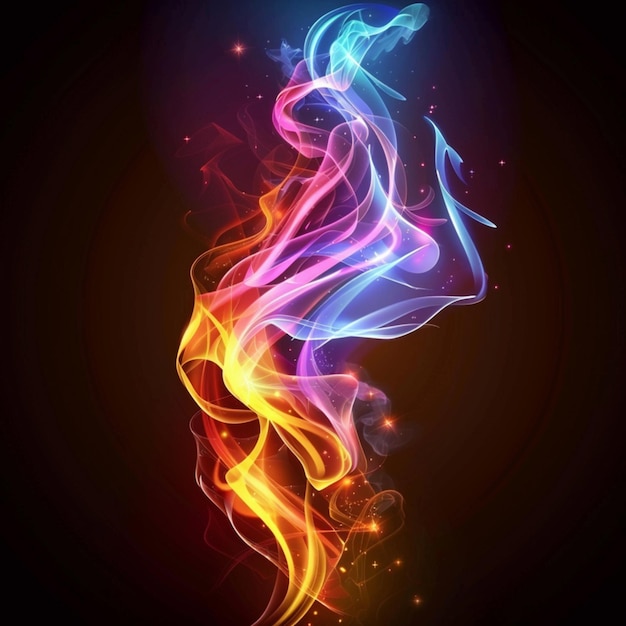 flame shaped colors against a black background