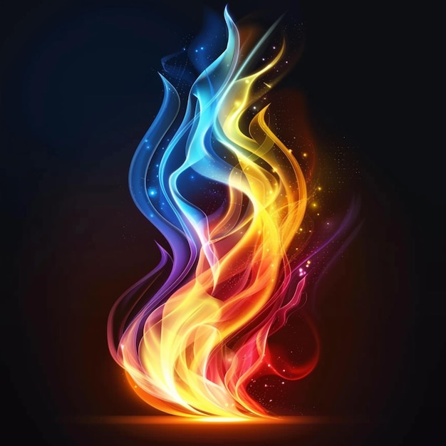 flame shaped colors against a black background