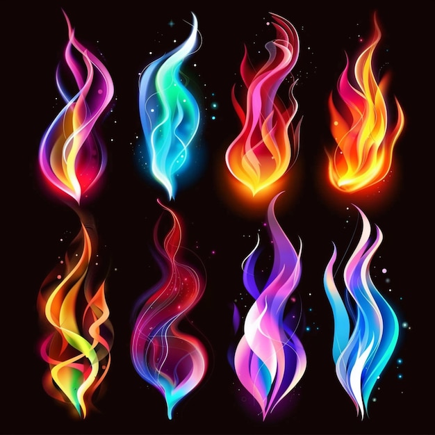 flame shaped colors against a black background