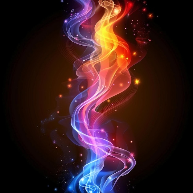 flame shaped colors against a black background