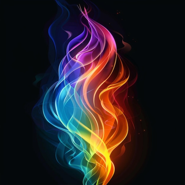 flame shaped colors against a black background