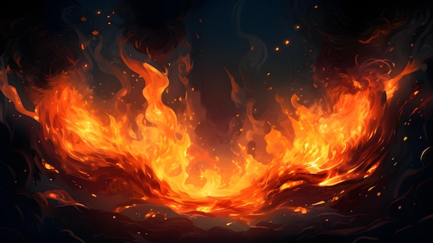 Flames bonfire and fire balefire and campfire burn and burning illustration Generative AI Fier