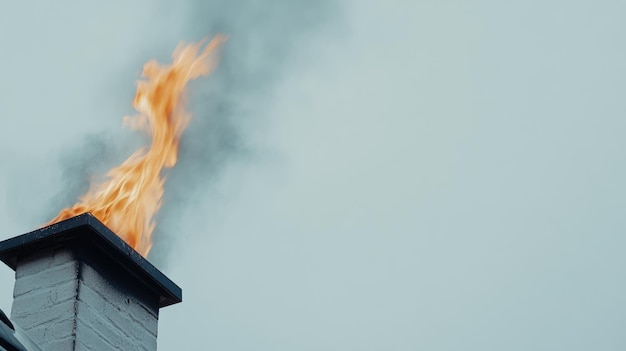 Photo flames engulf a house as smoke billows from the roof in a suburban area at twilight creating a scene of chaos and destruction