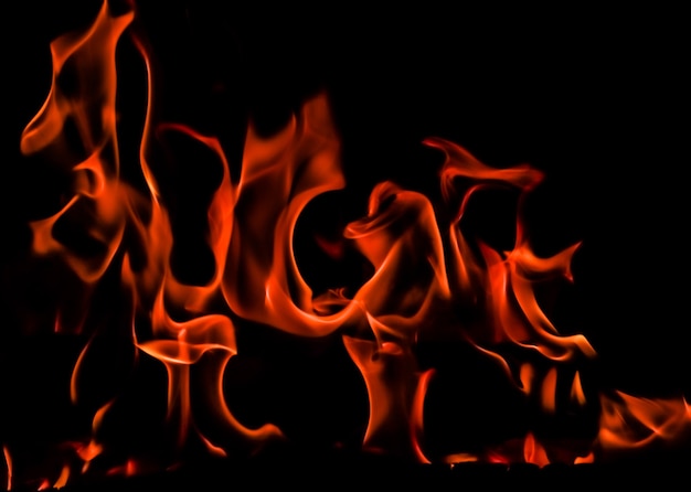 Flames of fire on a black background space for copy text your words