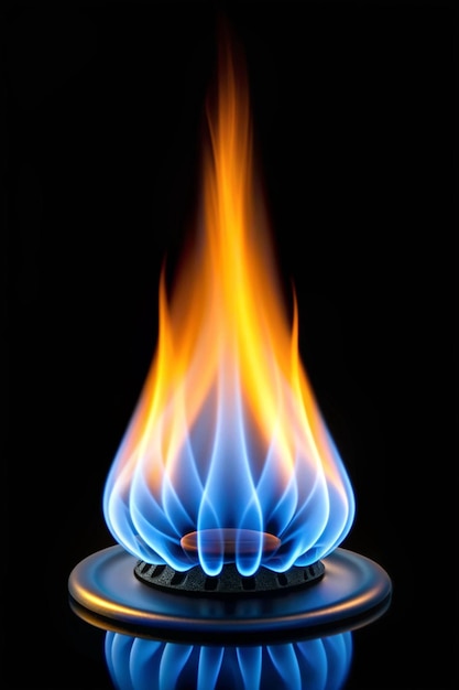 Photo flames of gas isolated on black background