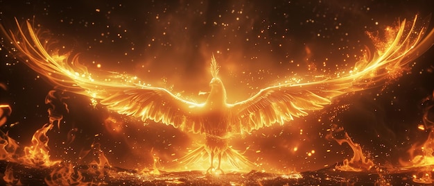 a flaming eagle with wings that are flying in the air