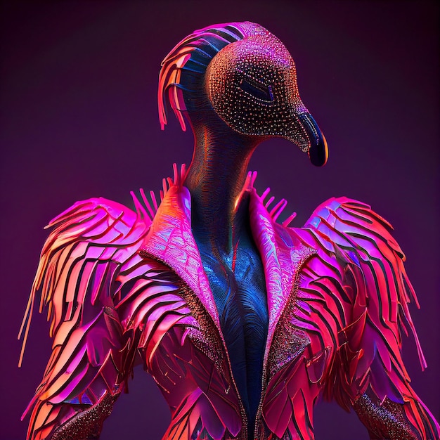 Photo flamingo bird in ultrabright neon outfits animals wild